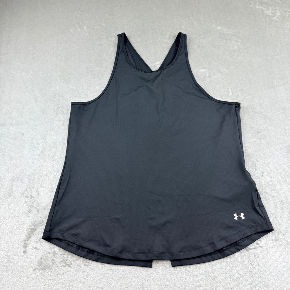 Under Armour Women's Large HeatGear Mesh Back Split Tank Top Black